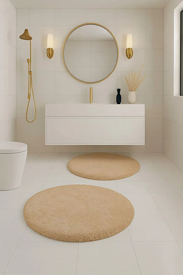 Yuvarlak Yumuşak Kaymaz Taban Peluş Yıkanabilir Banyo Oturma Odası Halı